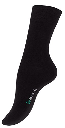 12 Paar Schwarze Damen Bio-Baumwoll Socken aus reiner Bio-Baumwolle