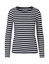 Green Cat, Damen Langarmshirt, 100% Bio-Baumwolle, Fairtrade, Oeko-Tex und Ecolabel zertifiziert, Textilfarbe: bwgestreift, Gr.S